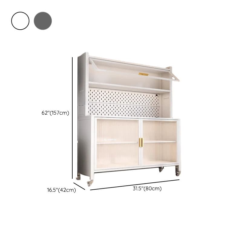 Narrow Steel Countertop Sideboard with Wheels, Cupboard, Changeable Shelf, and 3/4 Doors - image 10