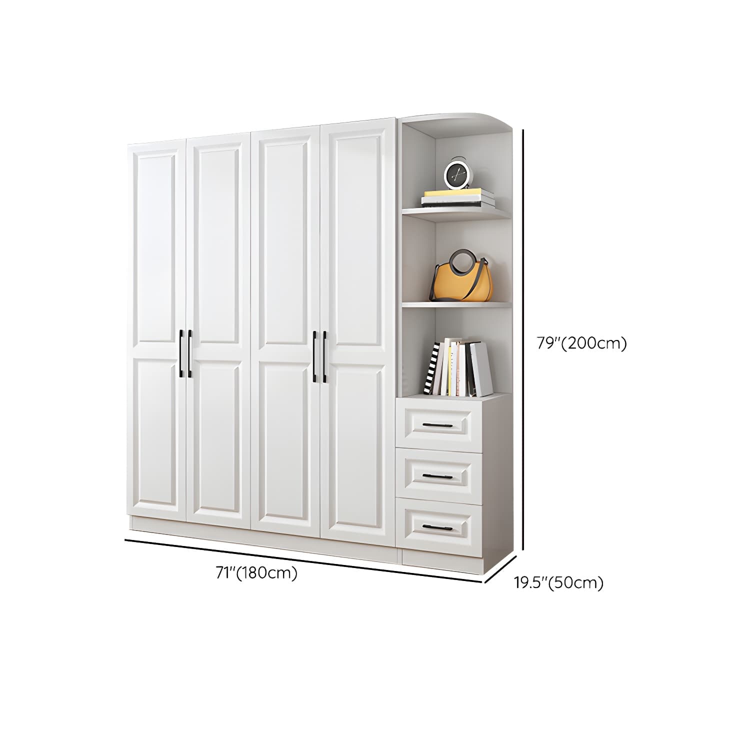 Modern White Wood Wardrobe Armoire with Shelves & Clothing Rod - Spacious and Stylish - image 27