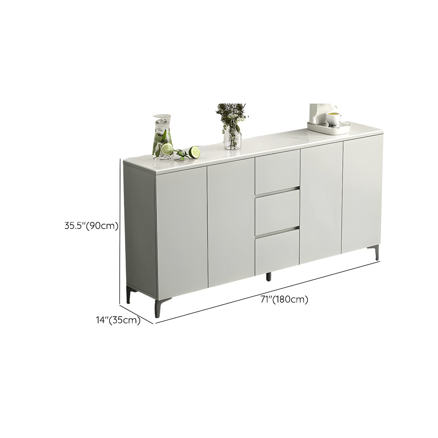 Contemporary Living Room Stone Top Sideboard with Doors and Drawers - image 18