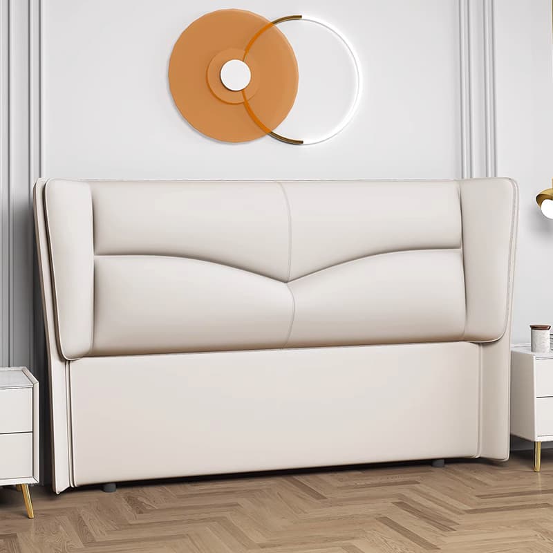 Modish Style Panel Headboard in Timber with No Distressing and Rectangle Shape for Twin XL/Full/Queen Bed, Featuring Sponge Upholstery Fill, Standard Height