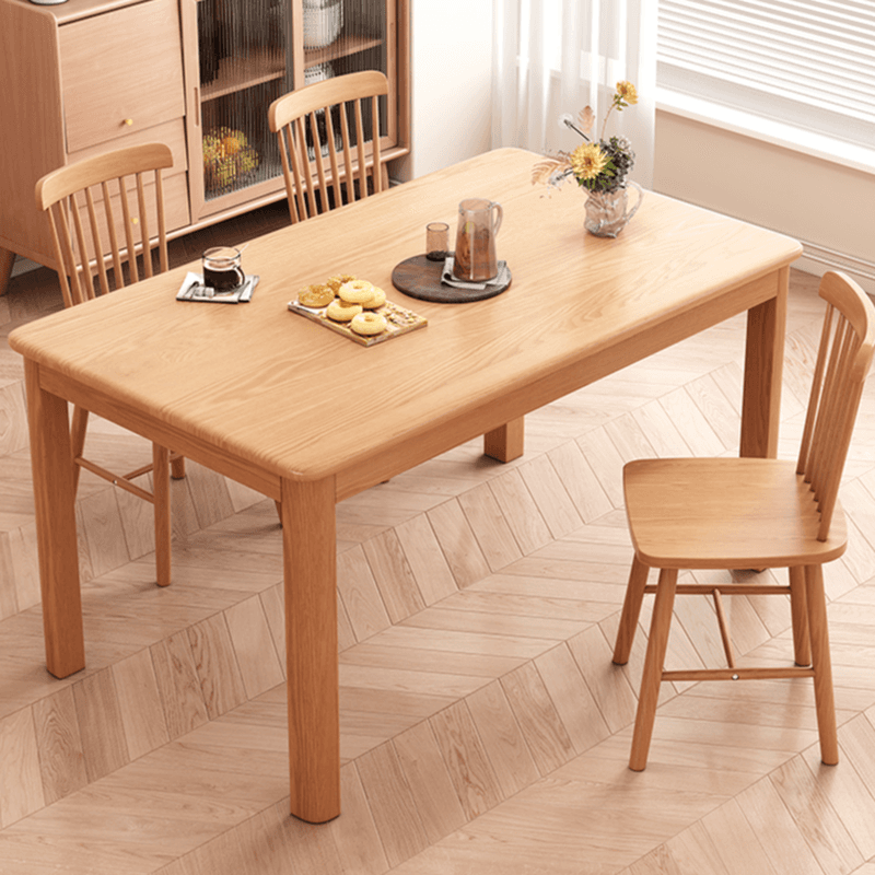Minimalist Rectangular Dining Table Set with 4 Legs and Natural Wood Top, Featuring Back Seat - image 5