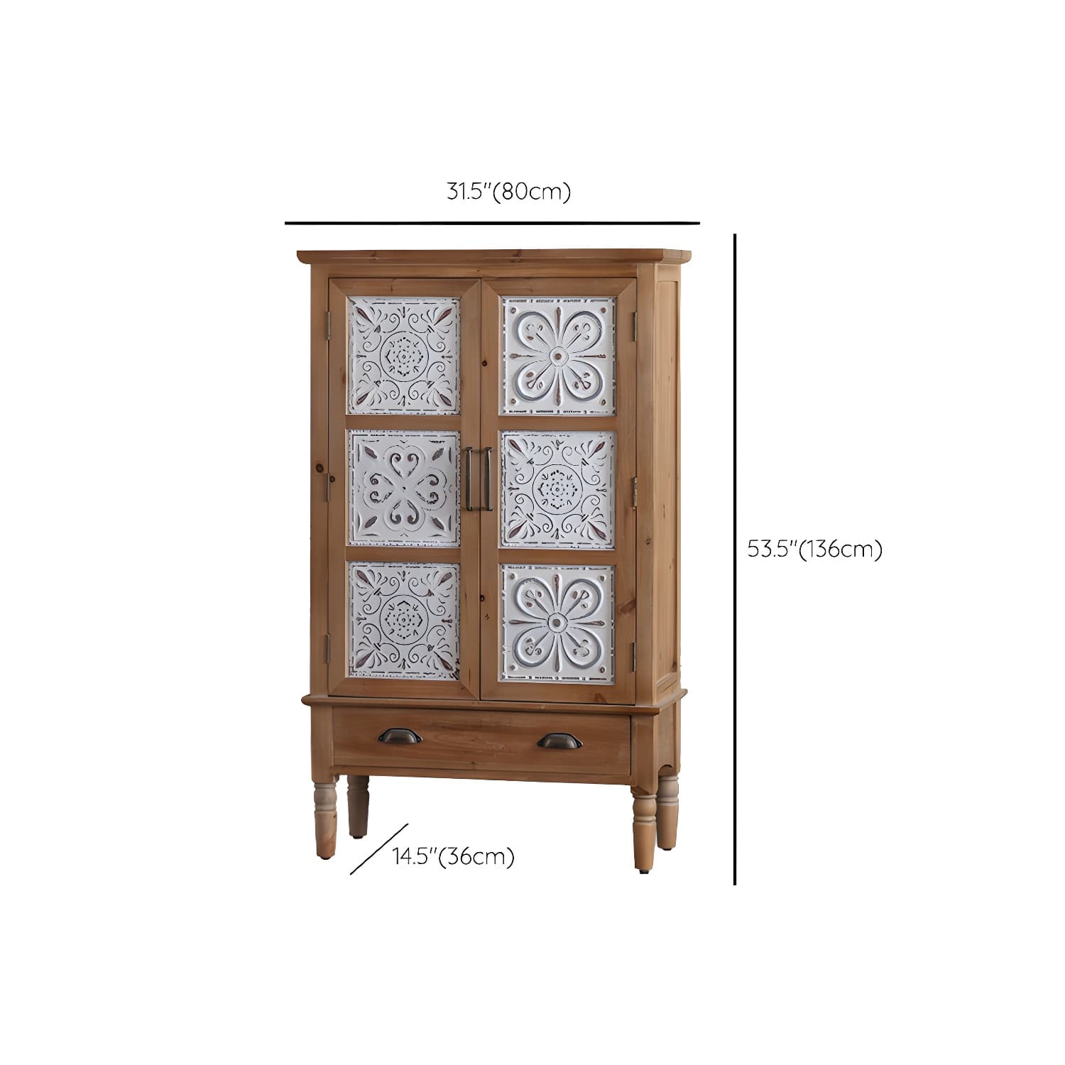 Industrial Accent Cabinet in Natural with Solid Wood Door and Drawers - image 14