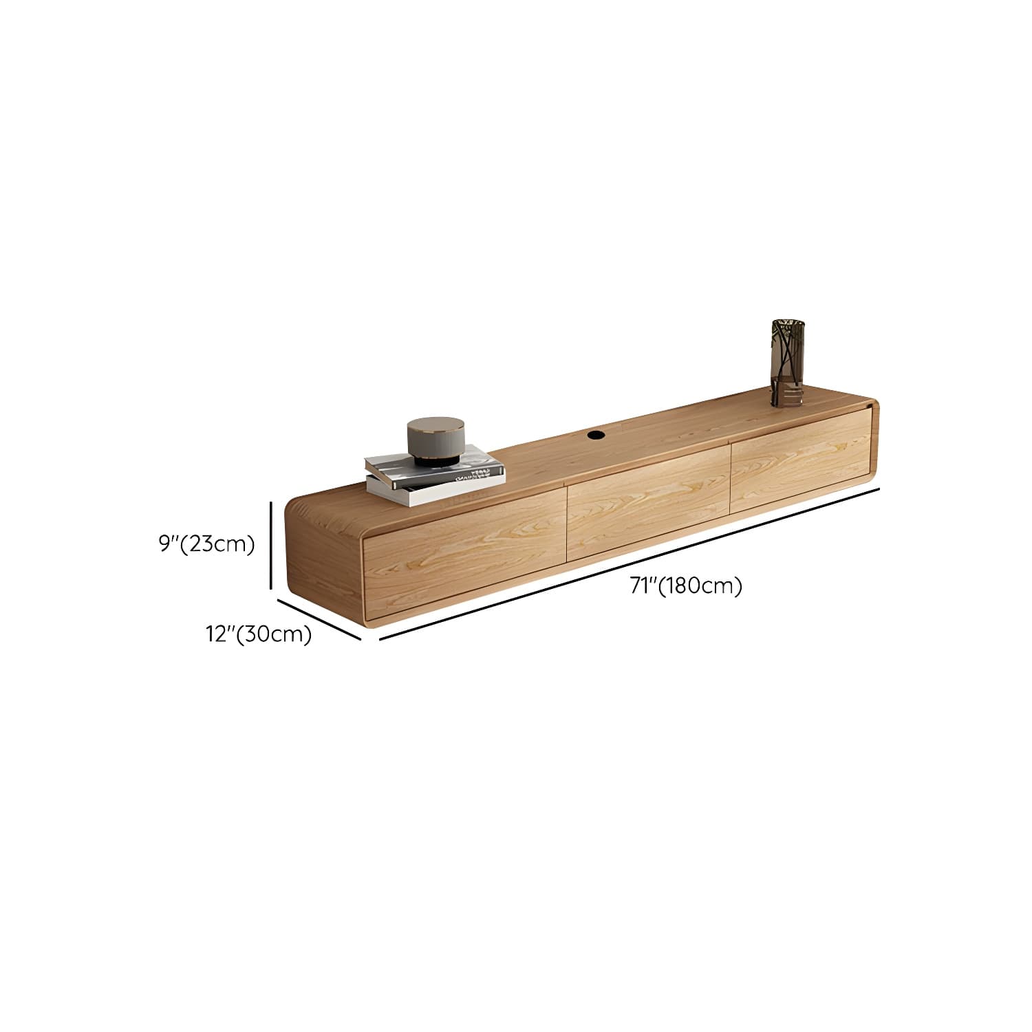 Contemporary Wood Media Console TV Stand in Natural with Drawers - image 25
