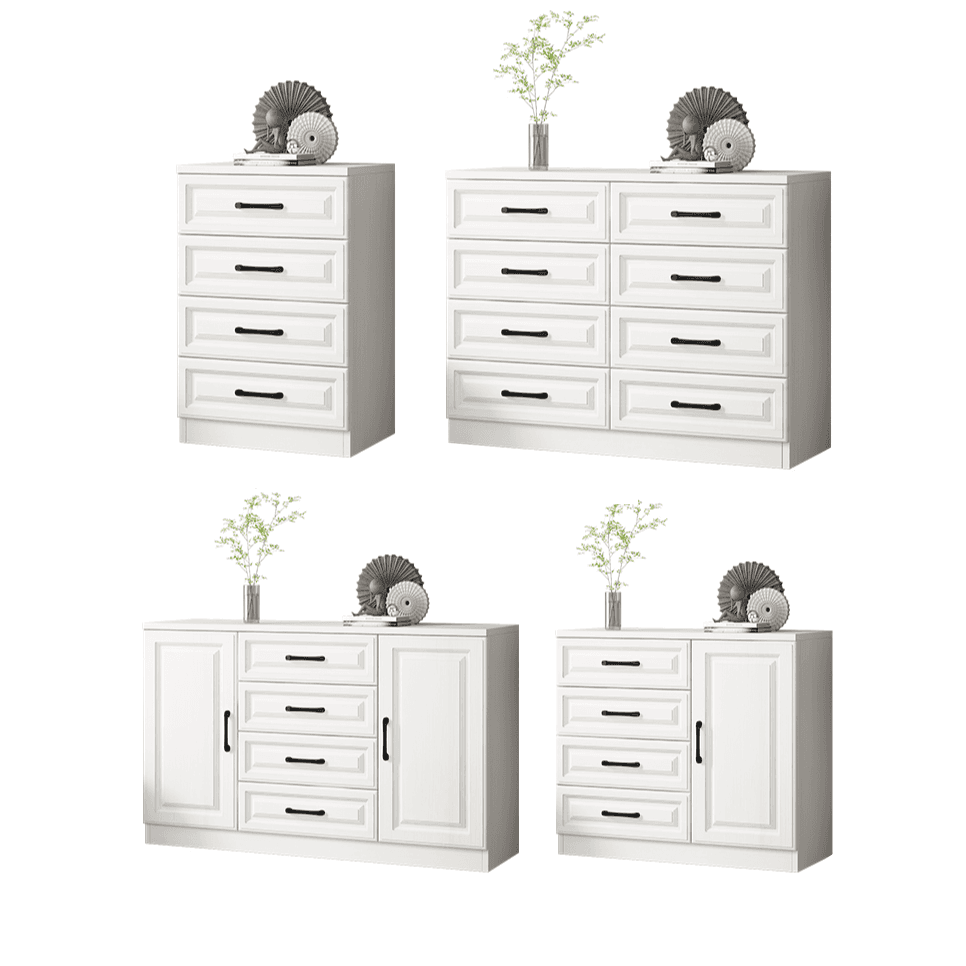 Modern Standalone Timber Utility Cabinet with Storage Drawer and Pull Bars in White - image 4