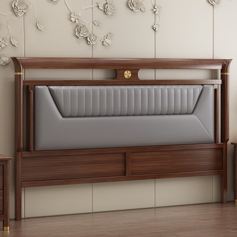 Trendy Panel Headboard in Natural Wood with No Distressing, Rectangle Shape for King/Queen/Full Bed, Featuring Sponge Upholstery and Standard Height