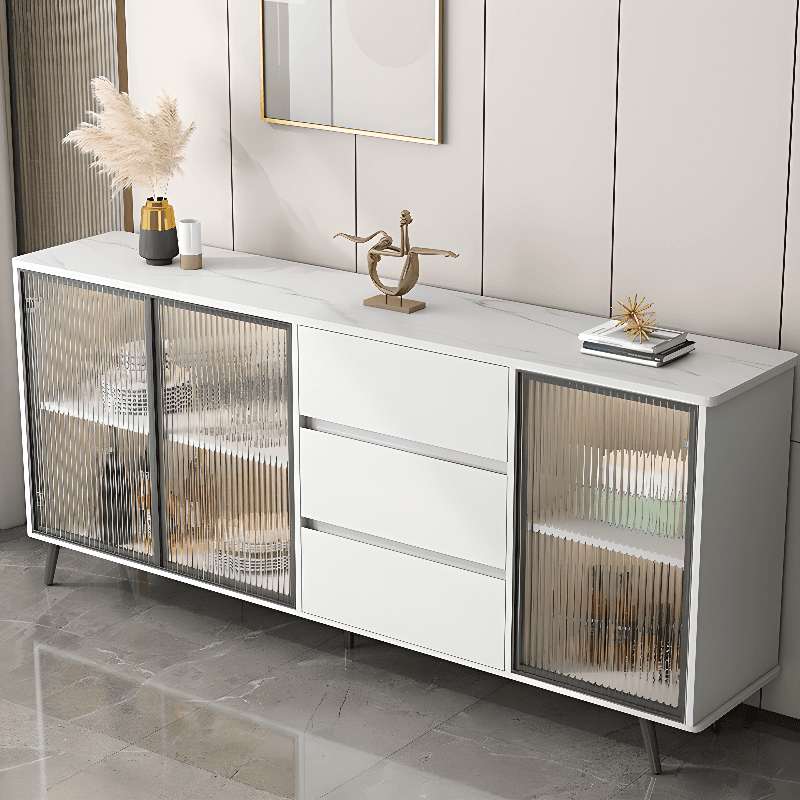 Sintered Stone Standard Ground Sideboard with Glass Doors, 3 Drawers & 1 Shelf - image 10