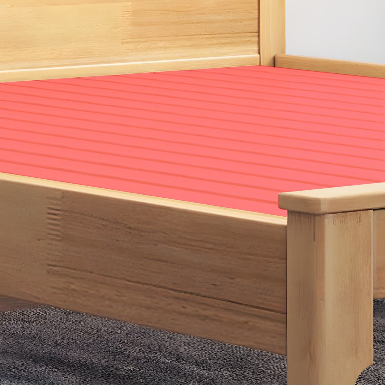 Scandinavian Solid Wood Bed with Rectangle Headboard and 4 Legs - image 8
