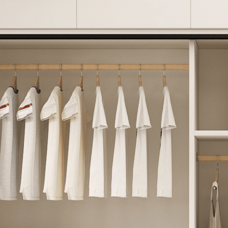 Chalk Modern Timber Self-supporting Wardrobe with Soft Close Door and Clothing Rod, Slipping Mechanism - image 8