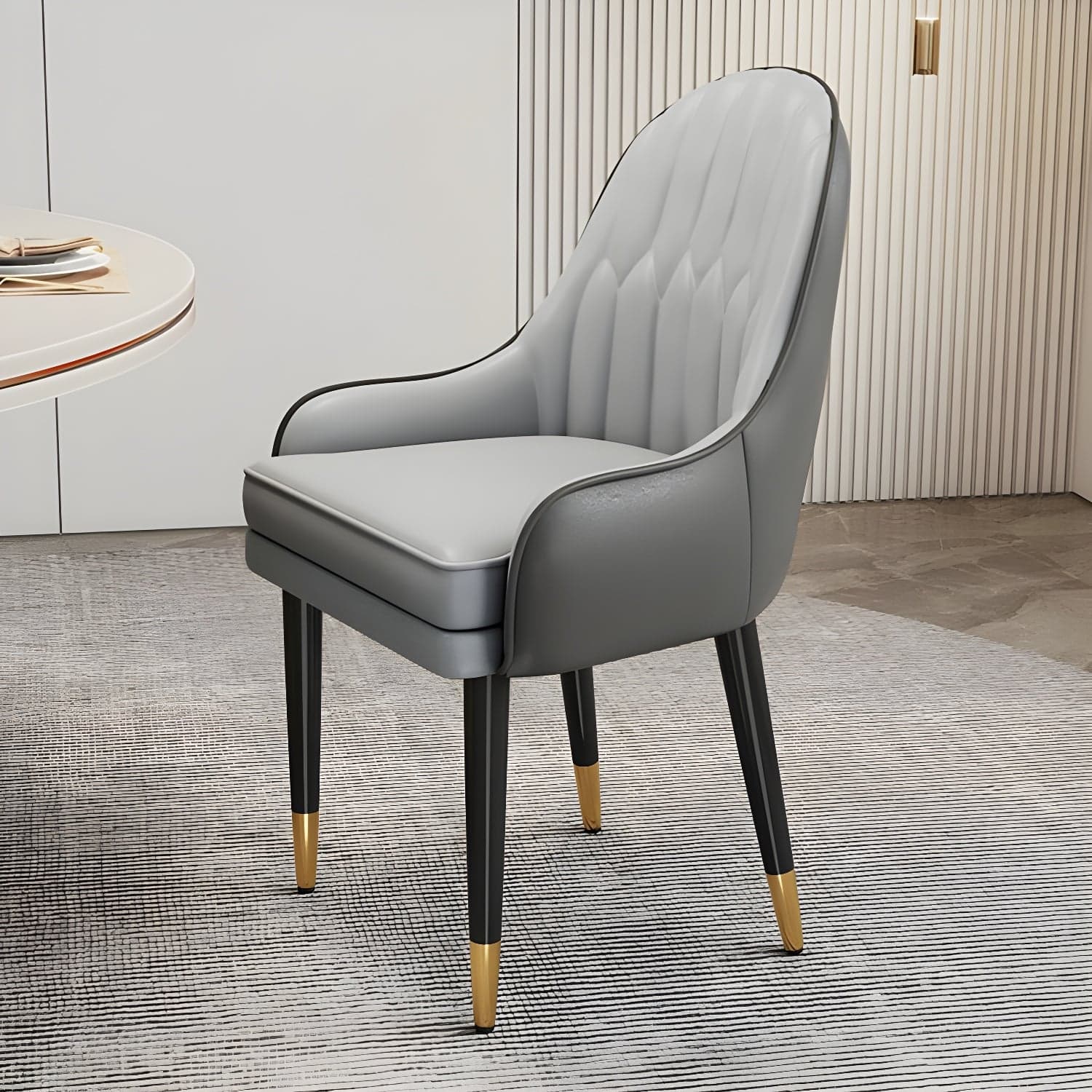 Glam Arm Chair with Upholstered Faux Leather, Solid Back, and Metal Legs - image 17