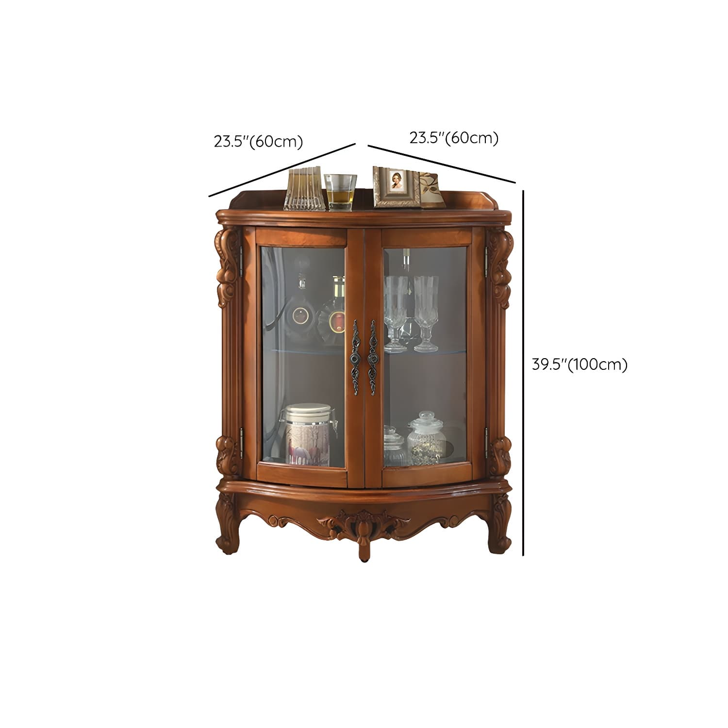 Corner Mid-Century Modern Accent Cabinet with Wood Counter Top and 3 Shelves - image 14