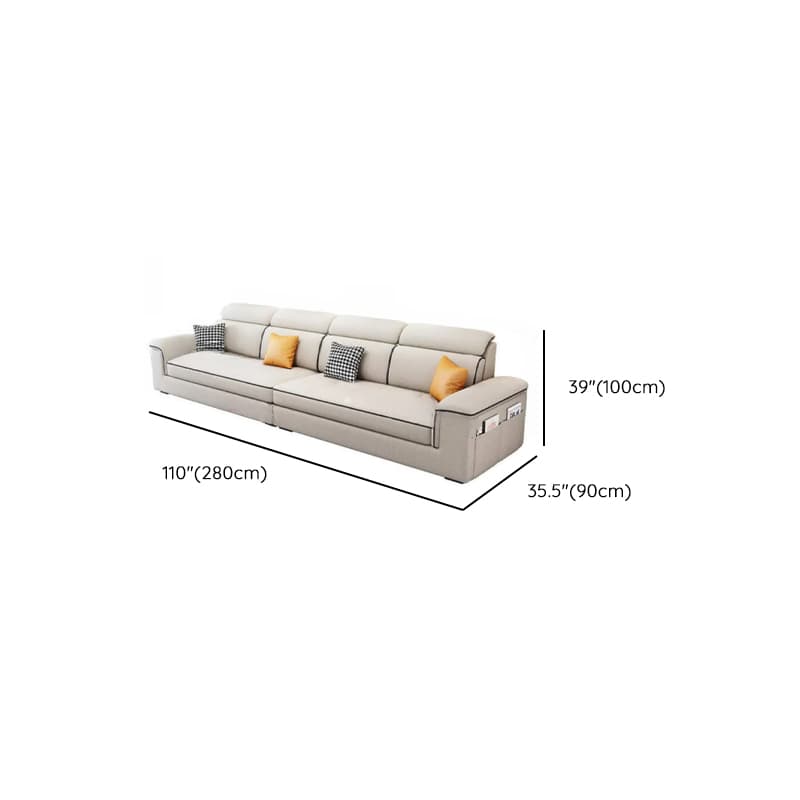 Casual L-Shape Stain Resistant Cream Sofa Recliner with Left/Right Hand Facing Square Arm and Chaise Component - image 10
