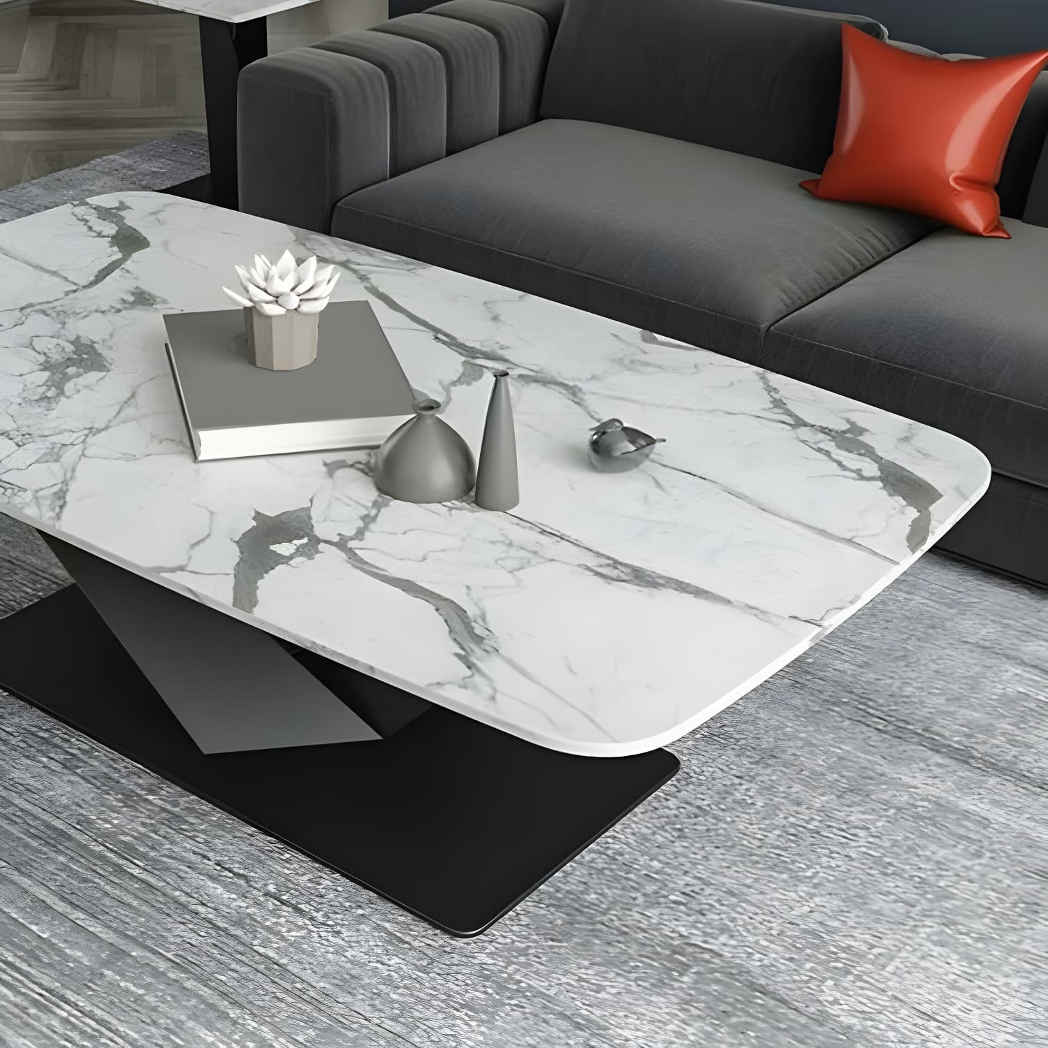 Contemporary Square Stone Coffee Table with Scratch Resistant - image 10