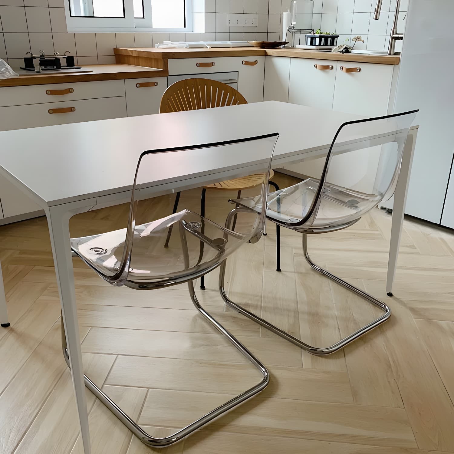 Scandinavian Style Silver Leg Plastic & Acrylic Side Chair for Kitchen & Dining - image 20