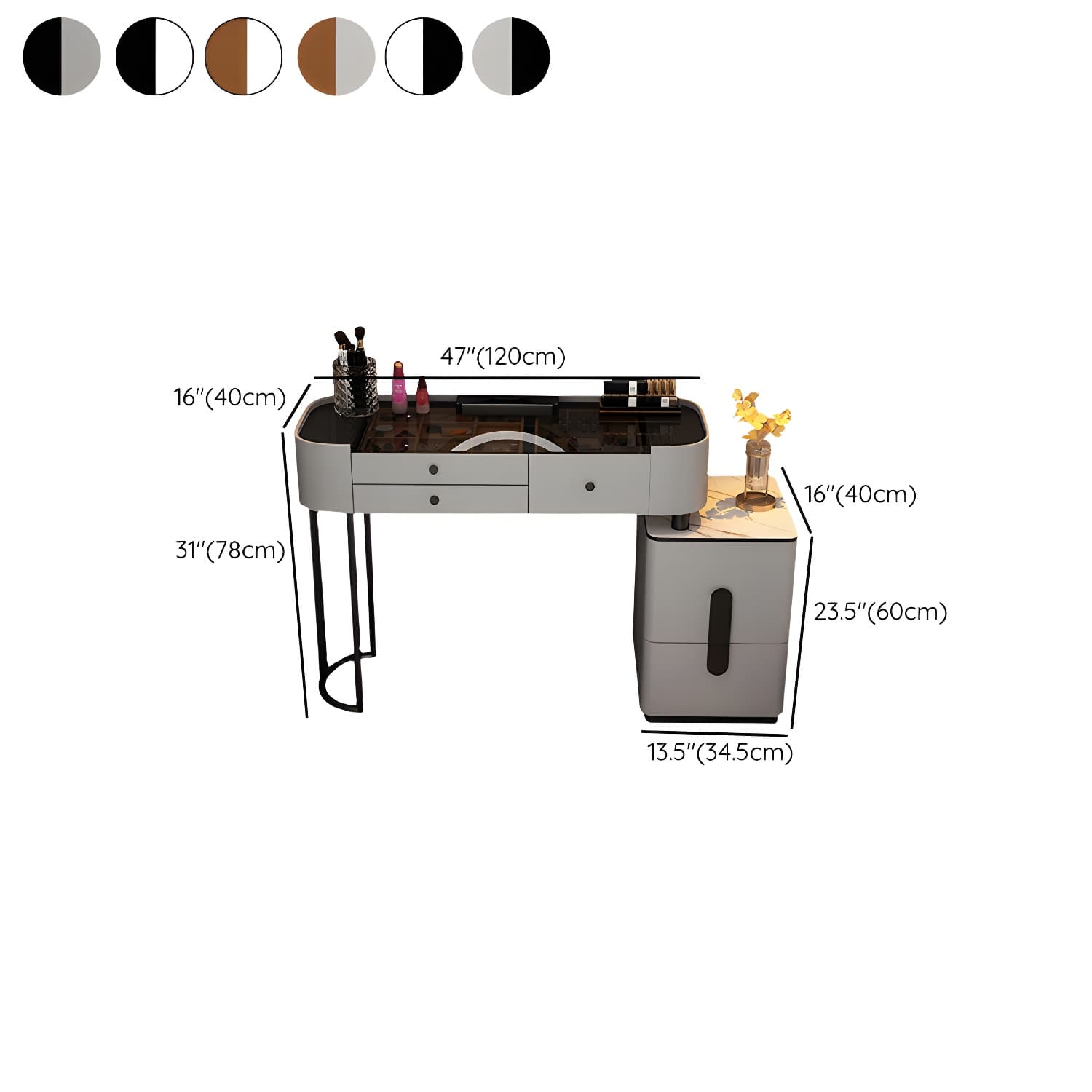Contemporary Make-up Vanity with 4/5 Drawers,15.75 inch Wide - image 26