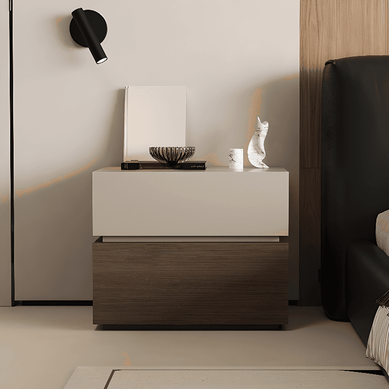 Organic Modern 2 Tiers Nightstand With Drawer Organization in Real Wood - image 6