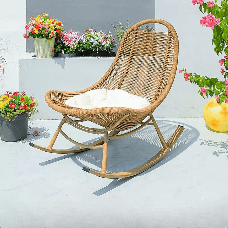 Cocoa Craftsman Wicker Front Porch Rocking Chairs with Separable Pillowcase - image 20