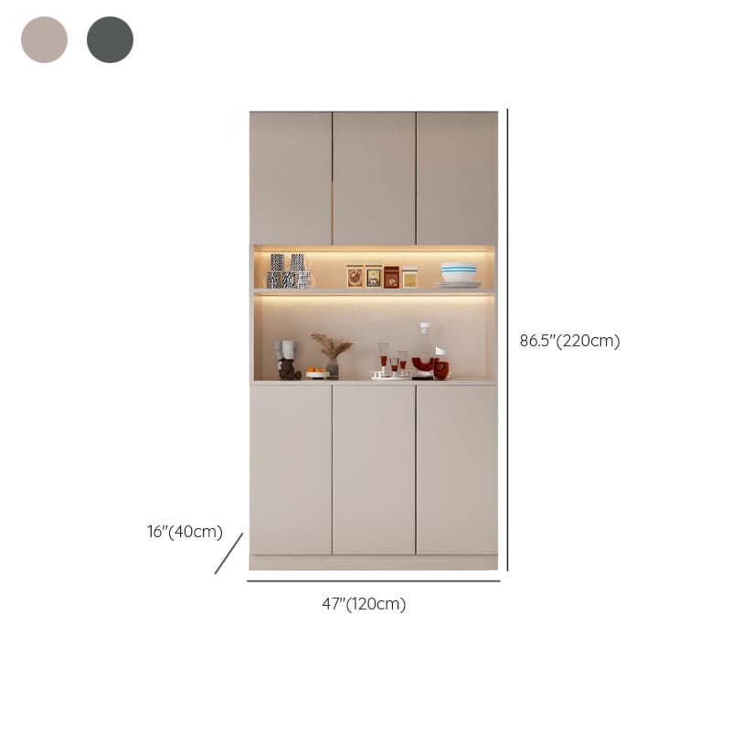 Modern Timber Countertop Server with Glazed Door Hutch, Narrow Size, Six Internal Shelves for Kitchen Cupboards - image 11