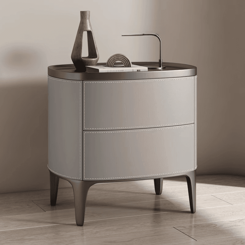 Contemporary 2 Tiers Drawer Storage Bedside Table with Real Wood Countertop - image 5