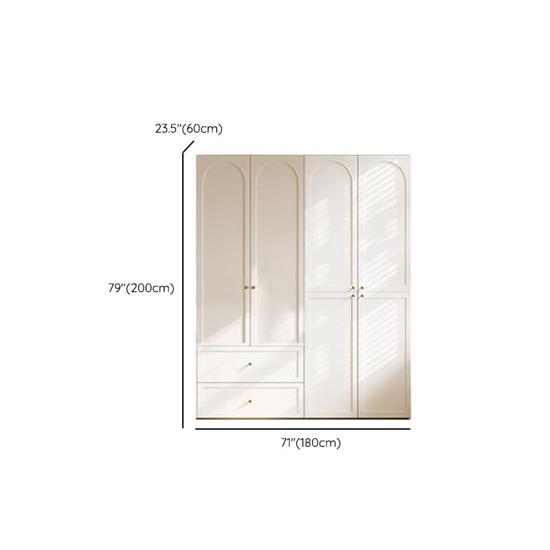 White Minimalist Manufactured Wood Wardrobe Closet with 2 Drawers, Soft Close Door, Interior Shelves, and Clothing Rod - image 9