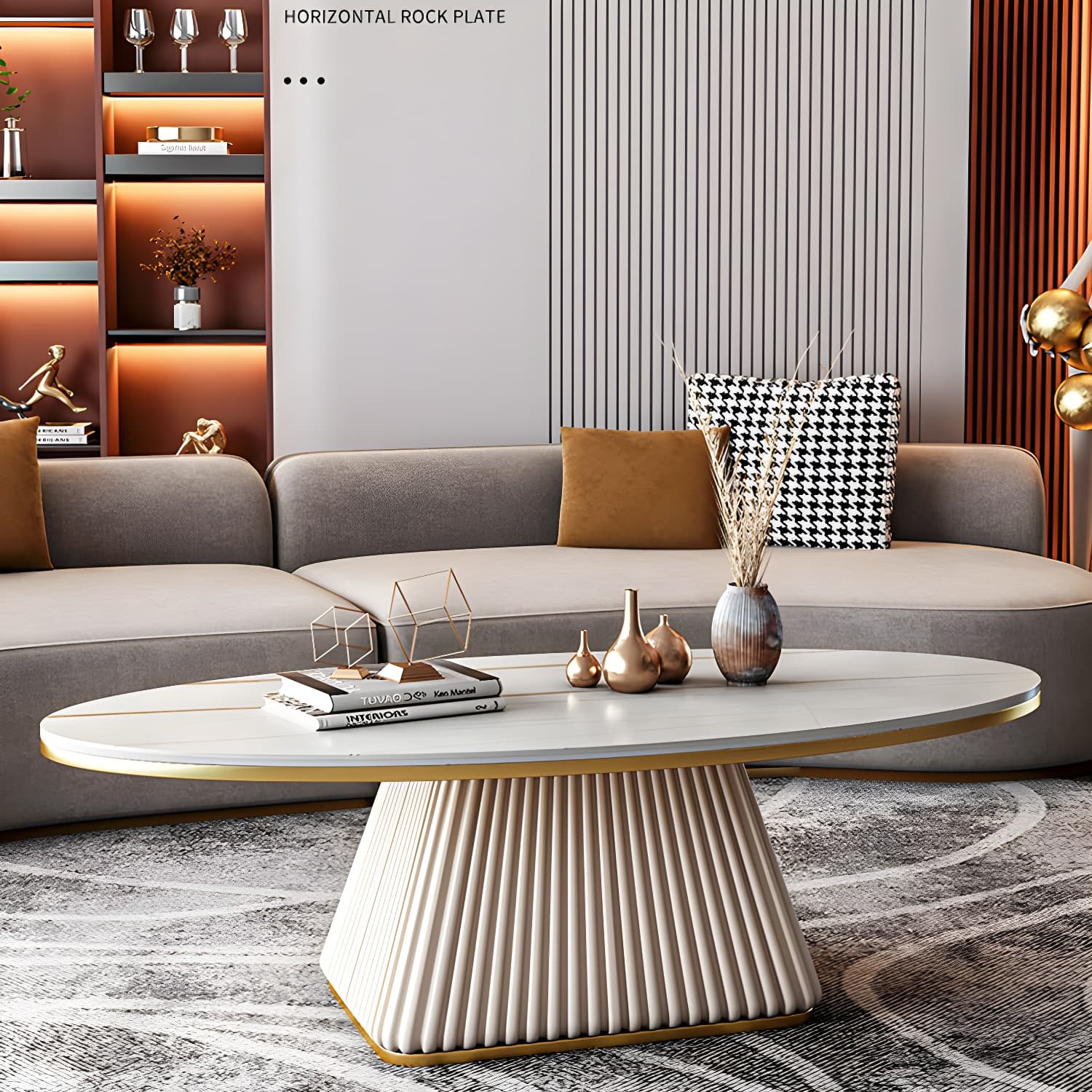Glam Single Coffee Table Oval Pedestal Coffee Cocktail Table - image 16