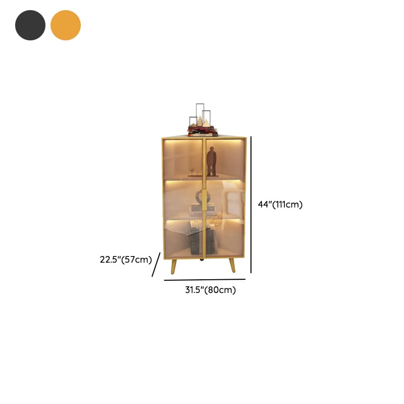 Modern Corner Accent Cabinet with Glass Doors and Metal Base without Light - image 9