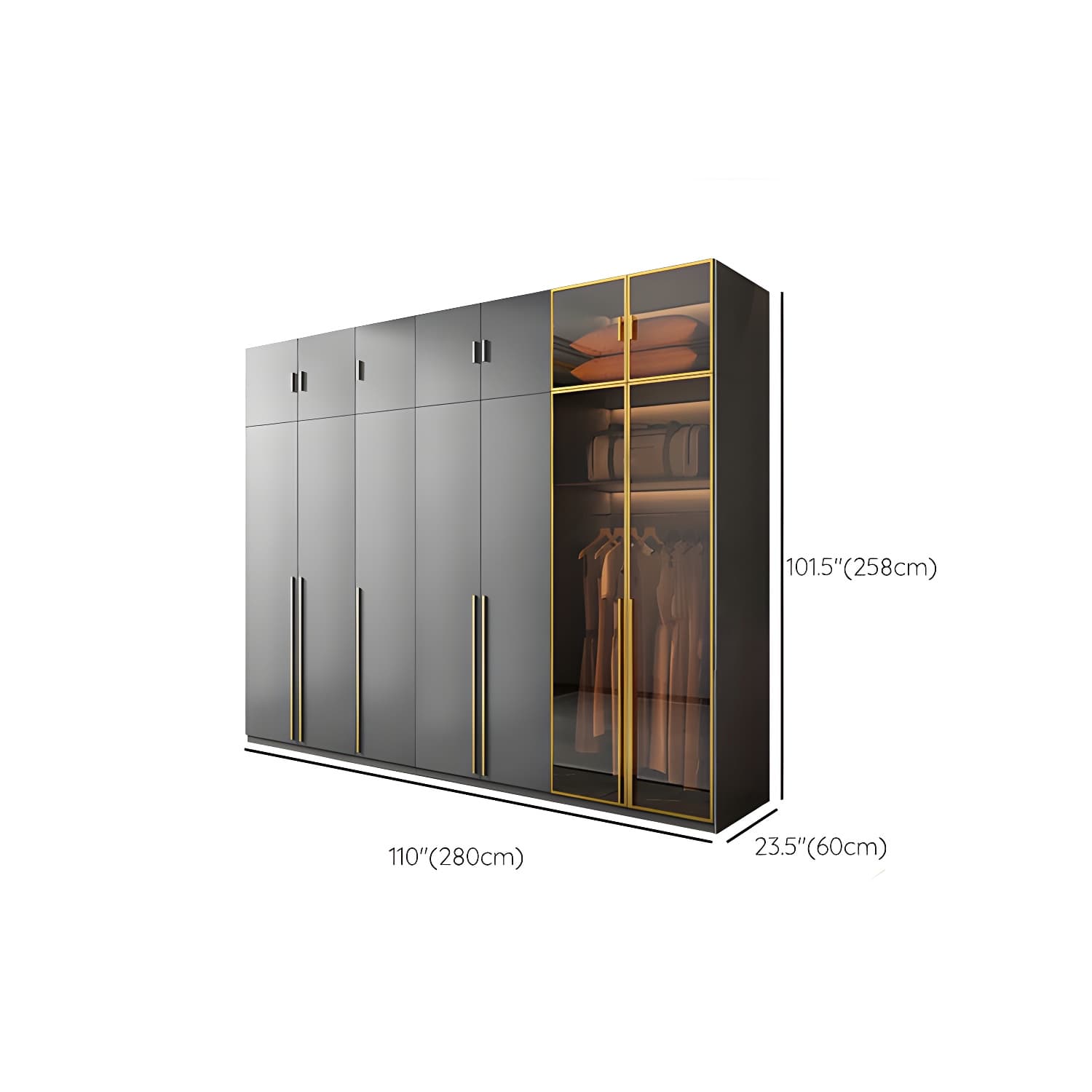 Modern Glass Wardrobe Wardrobe Armoire Wardrobe Cabinet for Home - image 30