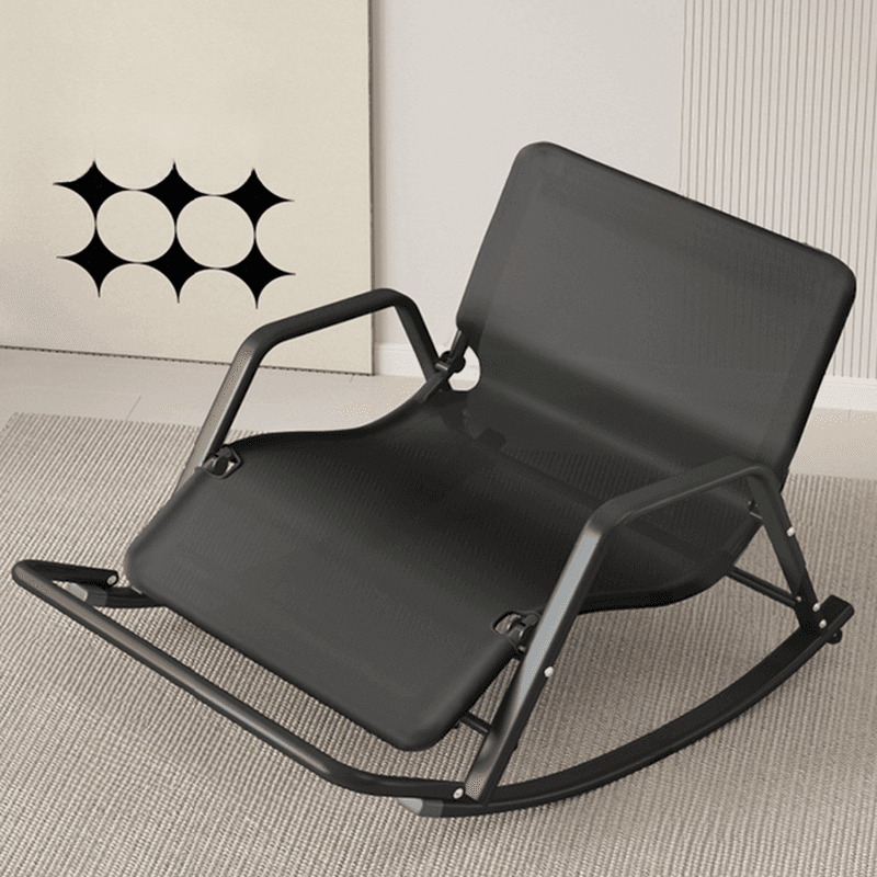 Black/Grey/Cerulean Simple Upholstered Rocking Seat for 2 with Padded Track Arm