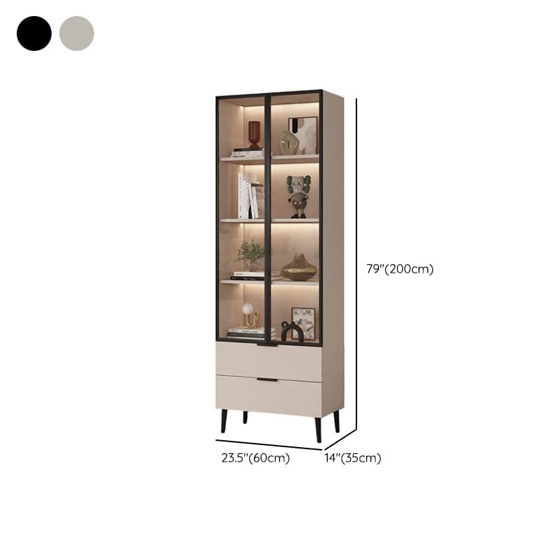 Simple Rectangular Damp-proof Accent Cabinet with Closet, Glazed Door, Chalk/Sand Top, and Soft Close Drawer - image 11