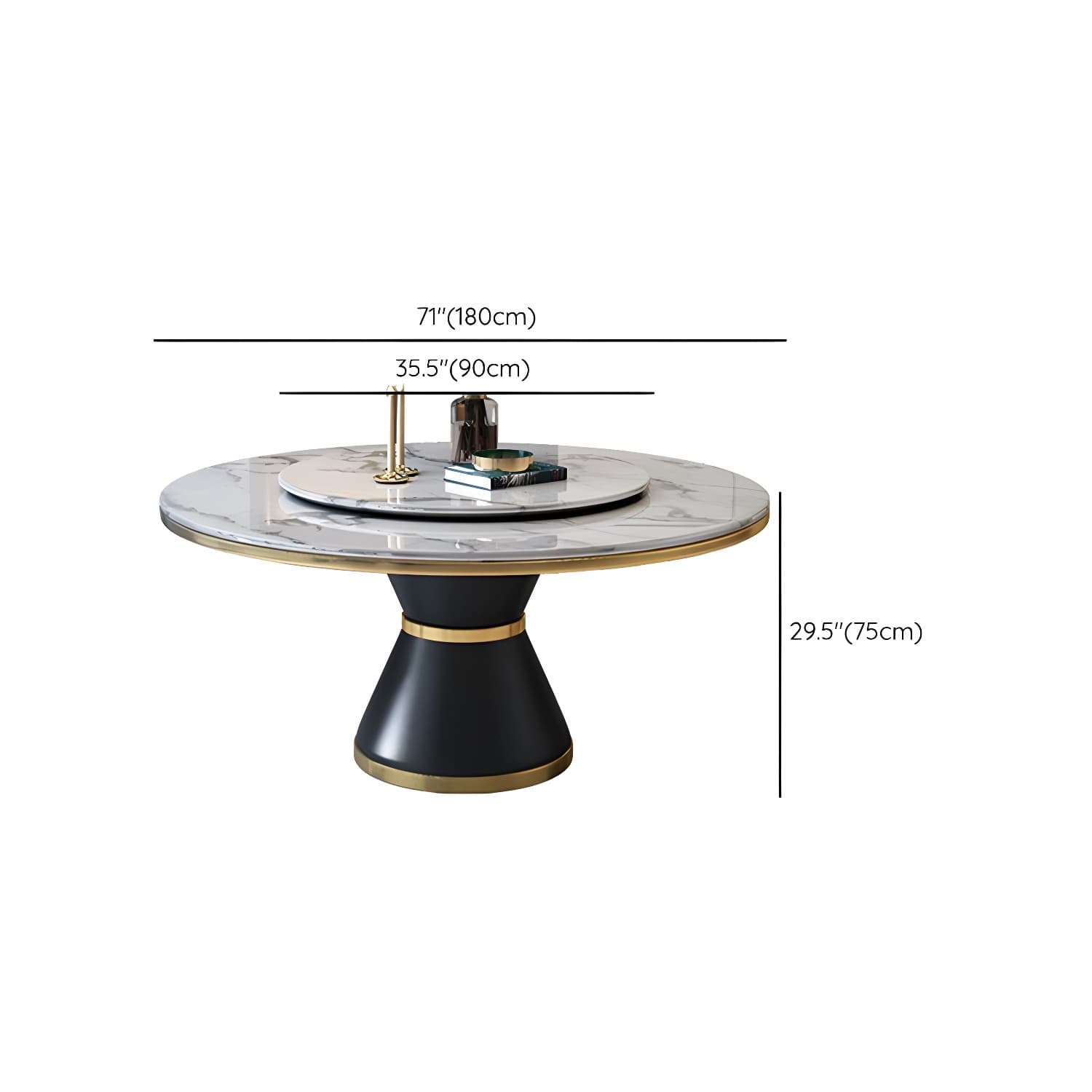 Glam Round Marble Dining Set in White with Black Metal Pedestal Base - 1/5/7 Piece Set - image 16