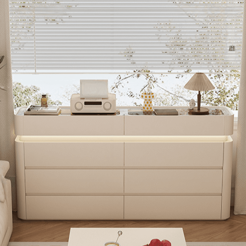 Simplistic Hardwood Double Dresser with 8 Horizontal Drawers and LED Lights - image 8