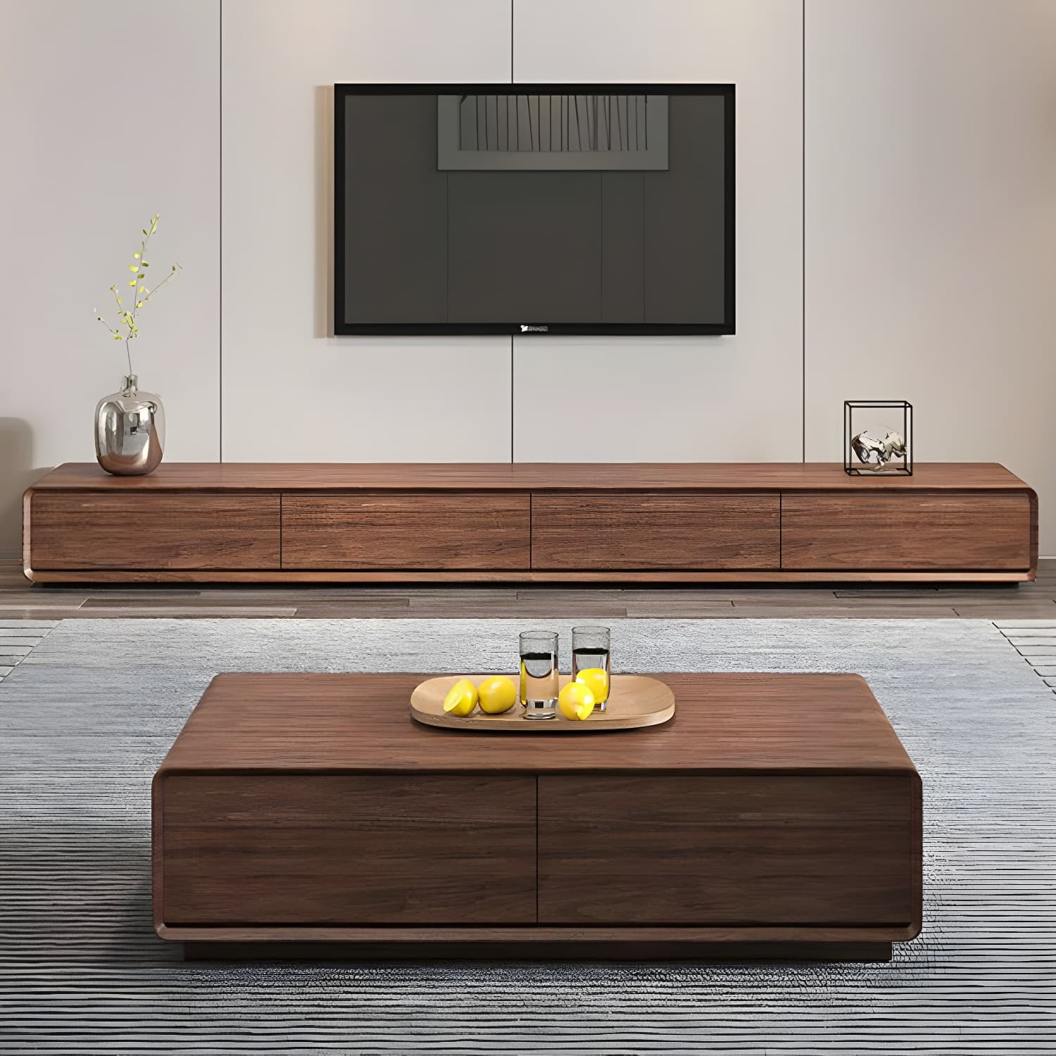 Modern Wood Coffee Table with Drawers - Rectangular Shape and Storage Included - image 12