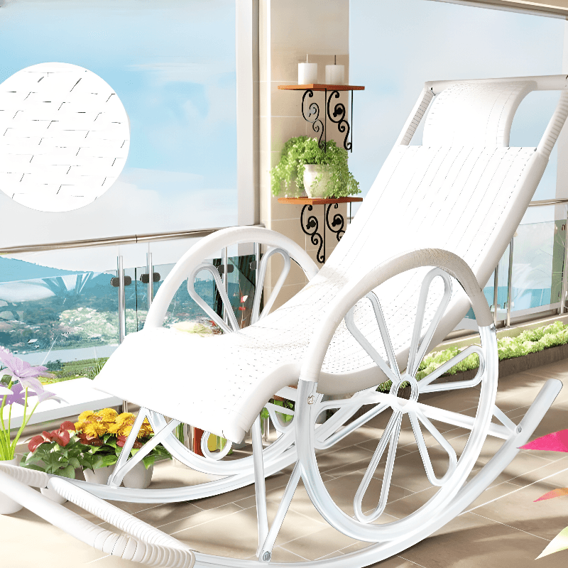Simple Scratch-tolerant Cane Porch Rocker with Round Arm - image 10