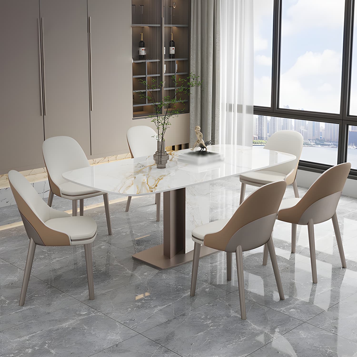 Luxury Sintered Stone Top Dining Set 1/2/5/6/7 Pieces Rectangle Dining Table with Chairs - image 12