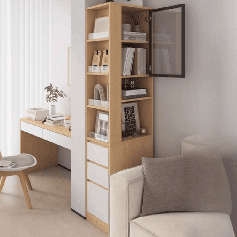Modern Simple Style Rectangular Decorative Cabinet with 4 Exterior Shelves, Lumber Countertop in Wood Color, Soft Close Drawer, and Stain Resistant - image 3