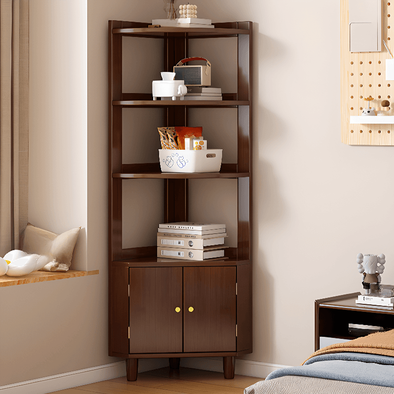 Art Deco Lumber Accent Cabinet Wood Color/Sepia Nook with Storage Cabinet, Pull Knobs and 5 Exterior Shelves/4 Exterior Shelves/3 Exterior Shelves - image 9