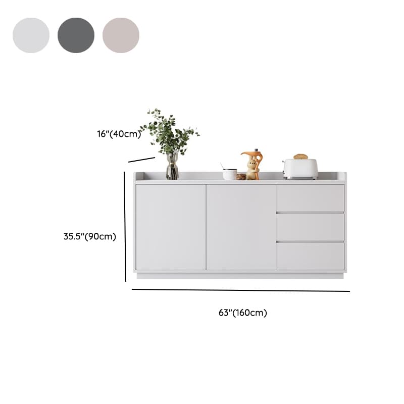 Simple Sideboard with 3 Drawers, Hutch Cabinets, Standard/Narrow/Wide Sizes, 1 Shelf, Sintered Stone Countertop, and 2/3/Single Doors - image 13