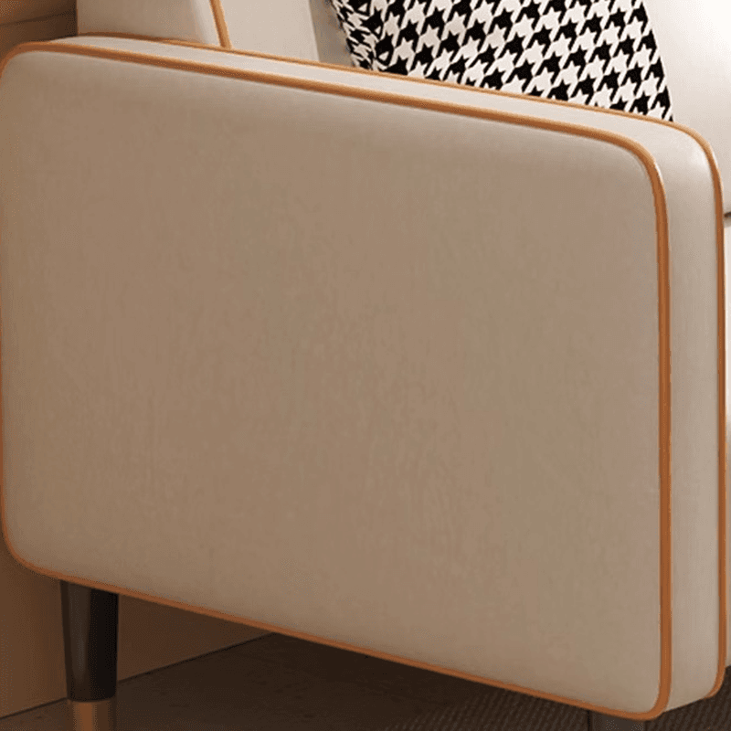 Trendy Solid Color Stain Resistant Loveseat in Synthetic Leather Grey/Beige/Amber Color for 2 People with 2 Pillows - image 14