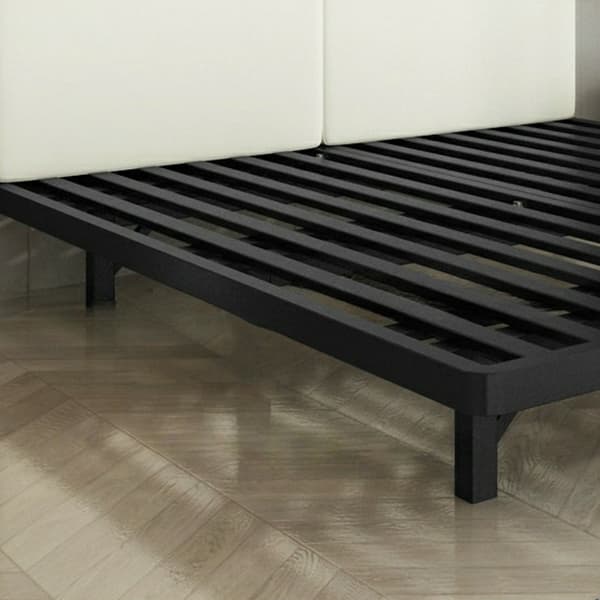 Modern Iron Open-Frame Bed with Solid Color, Metal Slats, and Legs Included - image 7