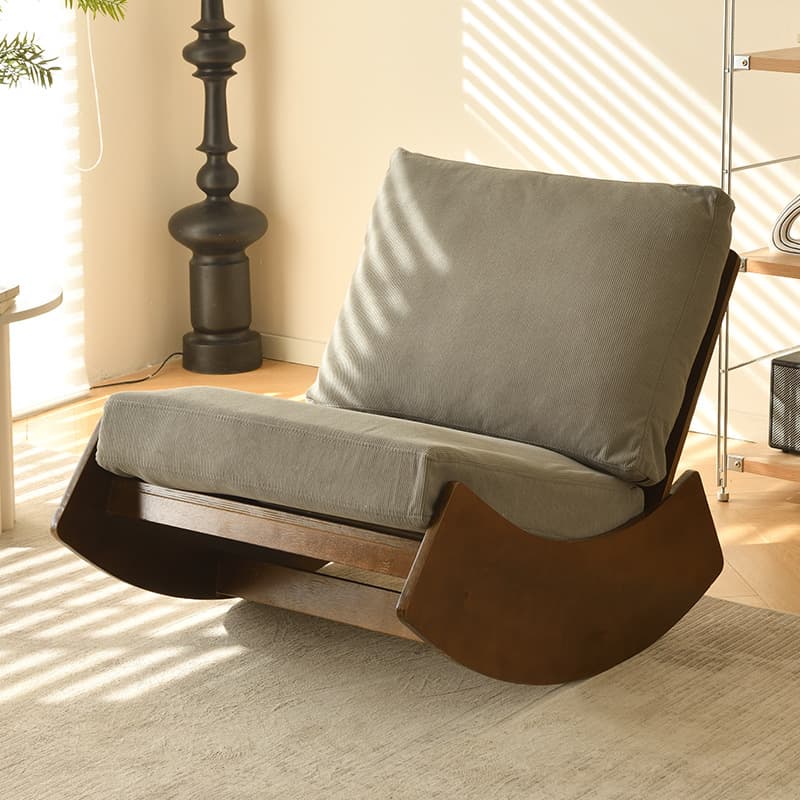 Modern Simple Style White/Lime Green/Grey Upholstered Cushioned Living Room Rocking Chair