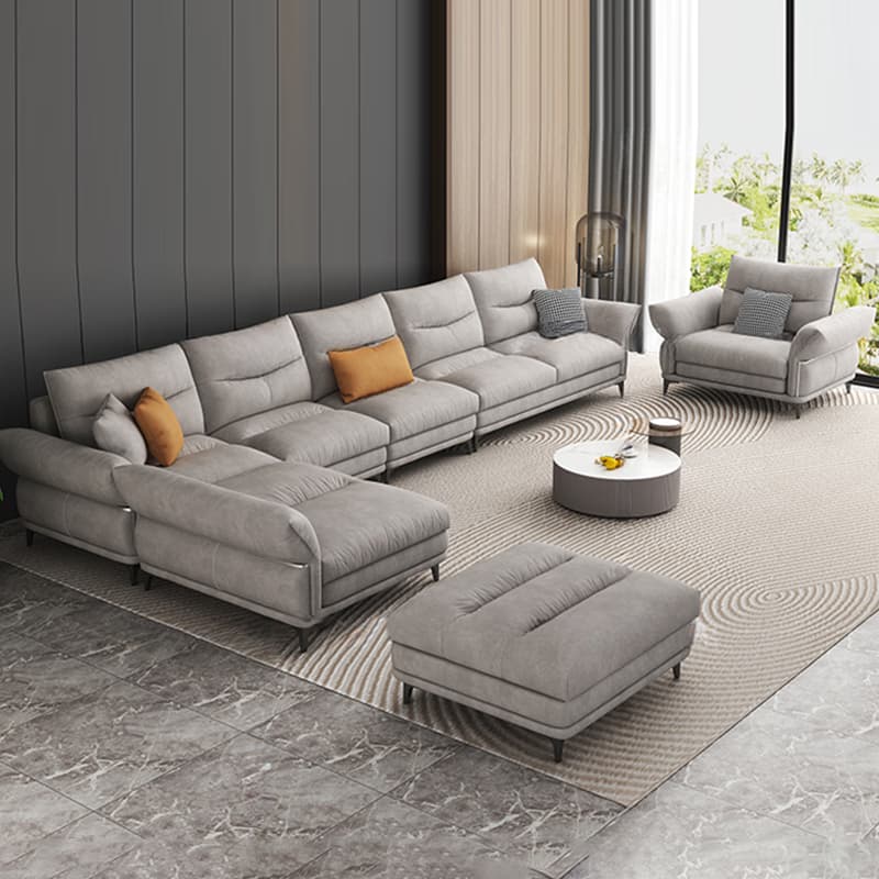 L-Shape/Straight Reversible/Horizontal Sofa Chaise/Sofa with Natural Wood Frame for Seats 5 - image 4