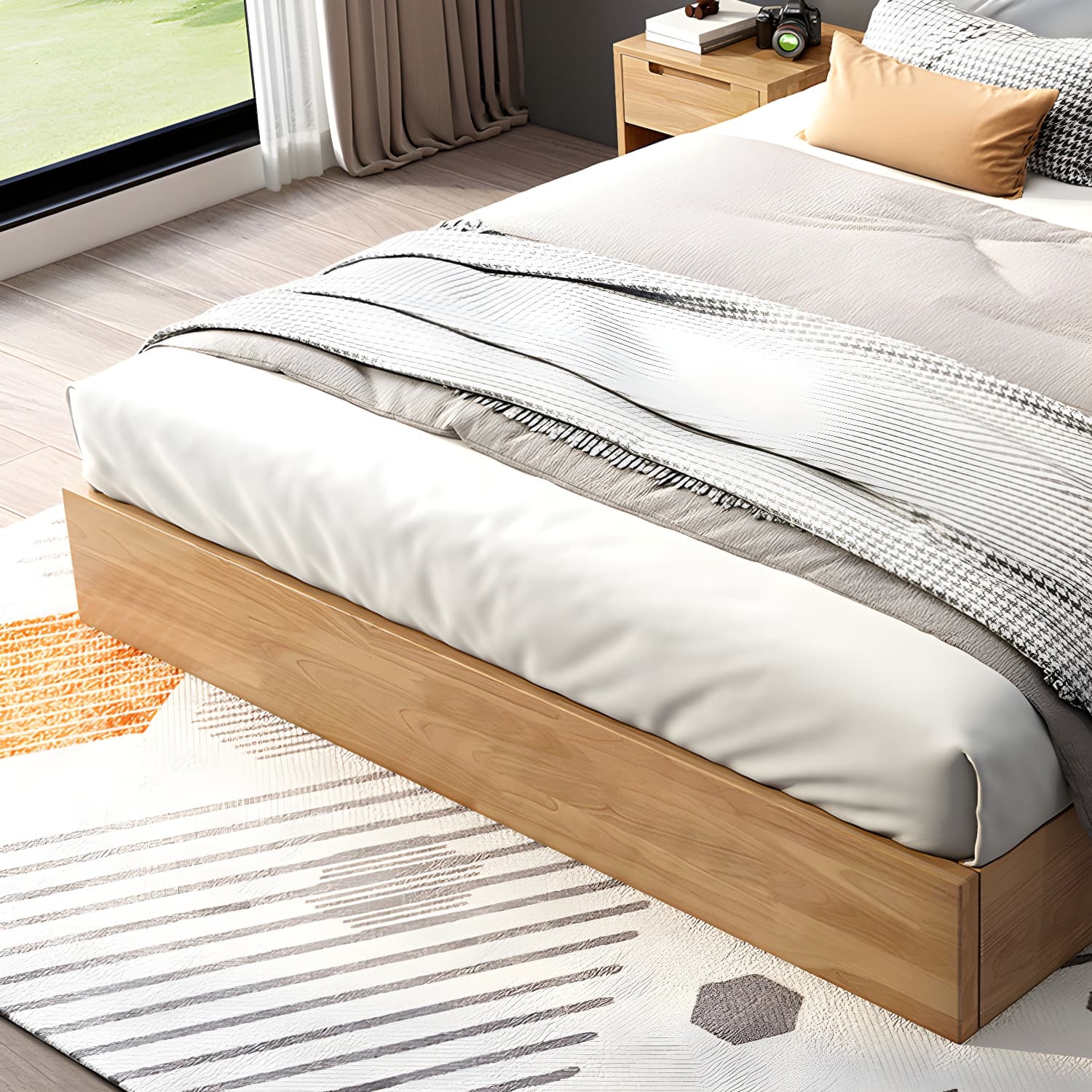 Mid-Century Modern Platform Bed Frame Solid Wood Platform Bed - image 8