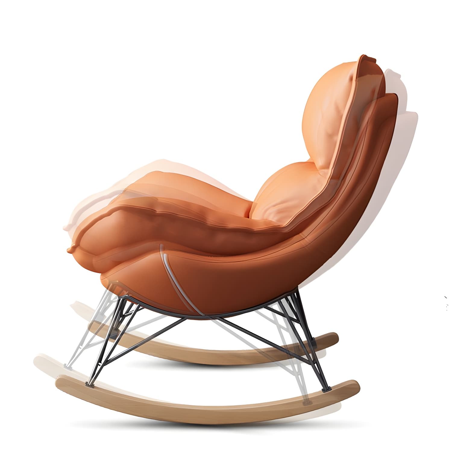 Modern Glider Chair Pure Color Metal Dark Legs Rocking Chair with Ottoman - image 13