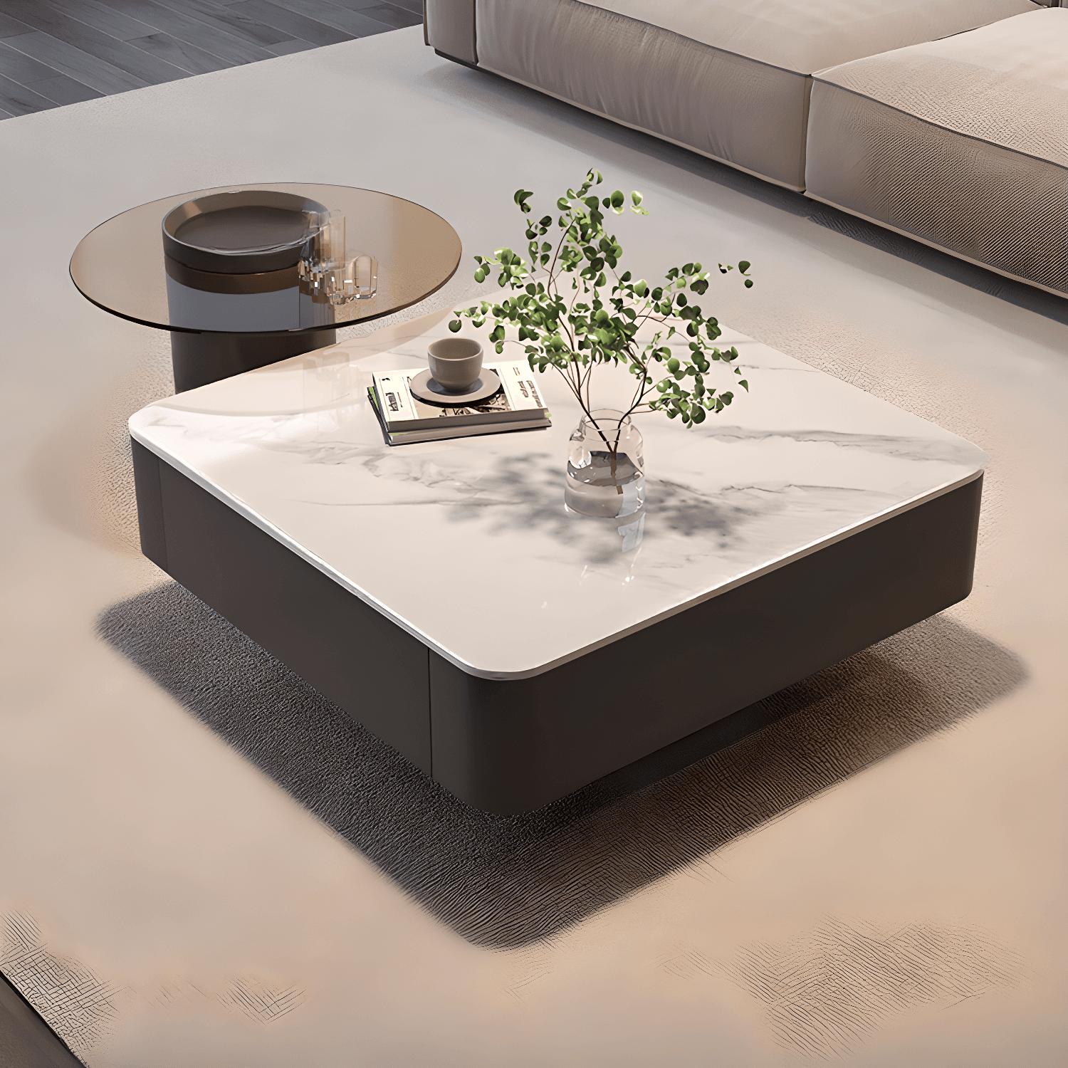 Nested Square Side Table with 2 Drawers - image 3