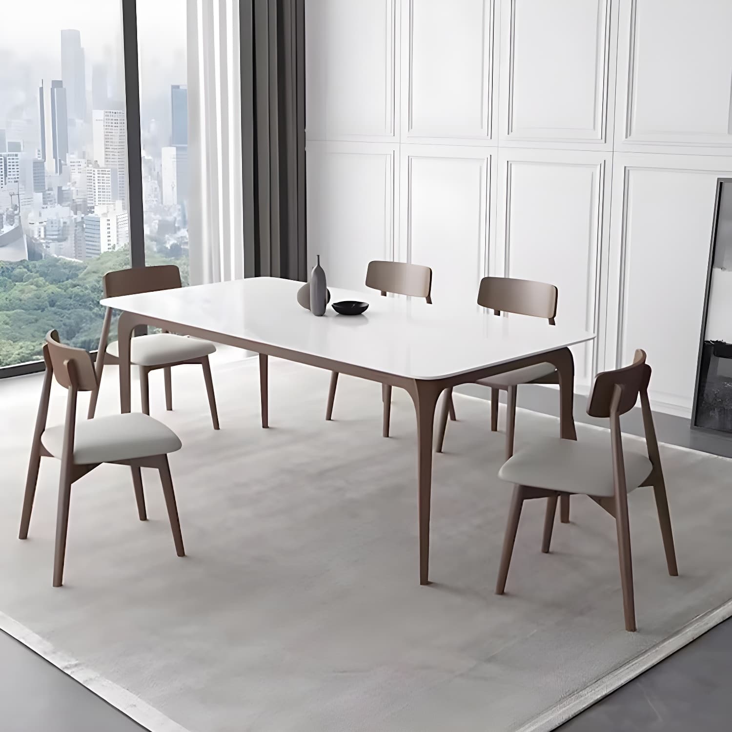 Modern 1/4/5/6/7 Pieces Dining Set Rectangle Stone Dining Table for Kitchen - image 4