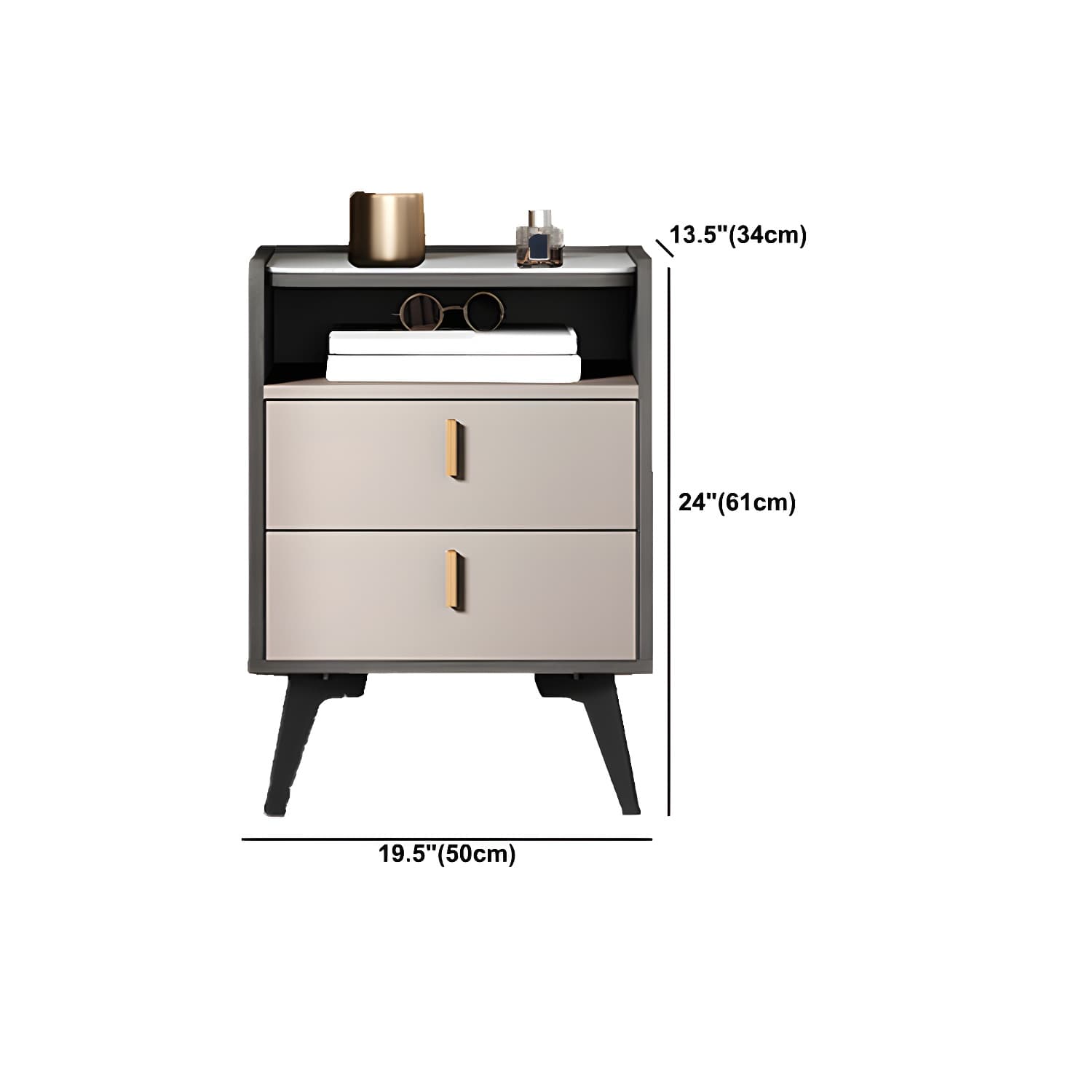 Stone Top Nightstand Modern Open Stoarge Drawer Legs Included Bed Nightstand - image 18
