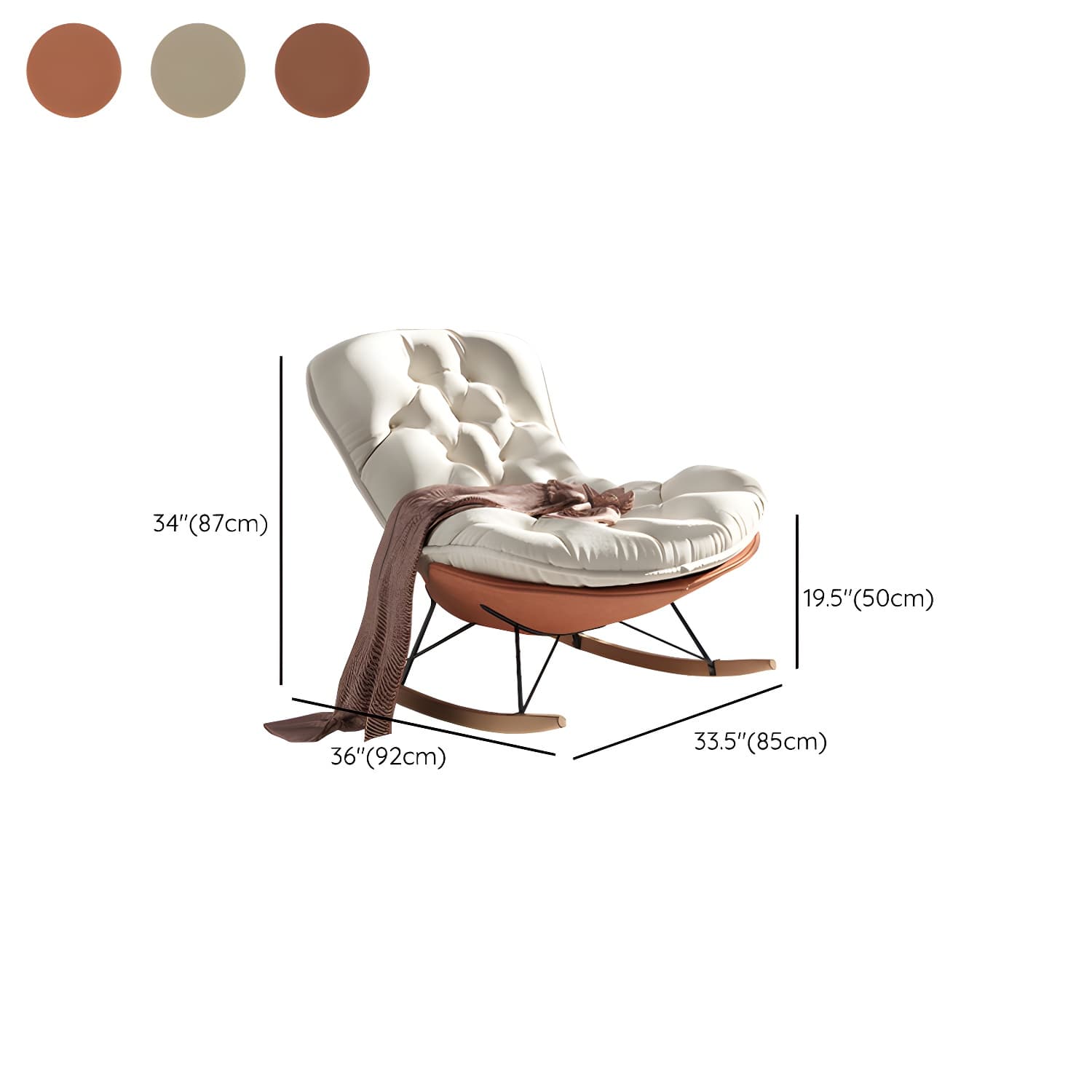 Stylish and Comfortable Modern Upholstered Indoor Rocking Chair with Natural Wood Legs - image 16