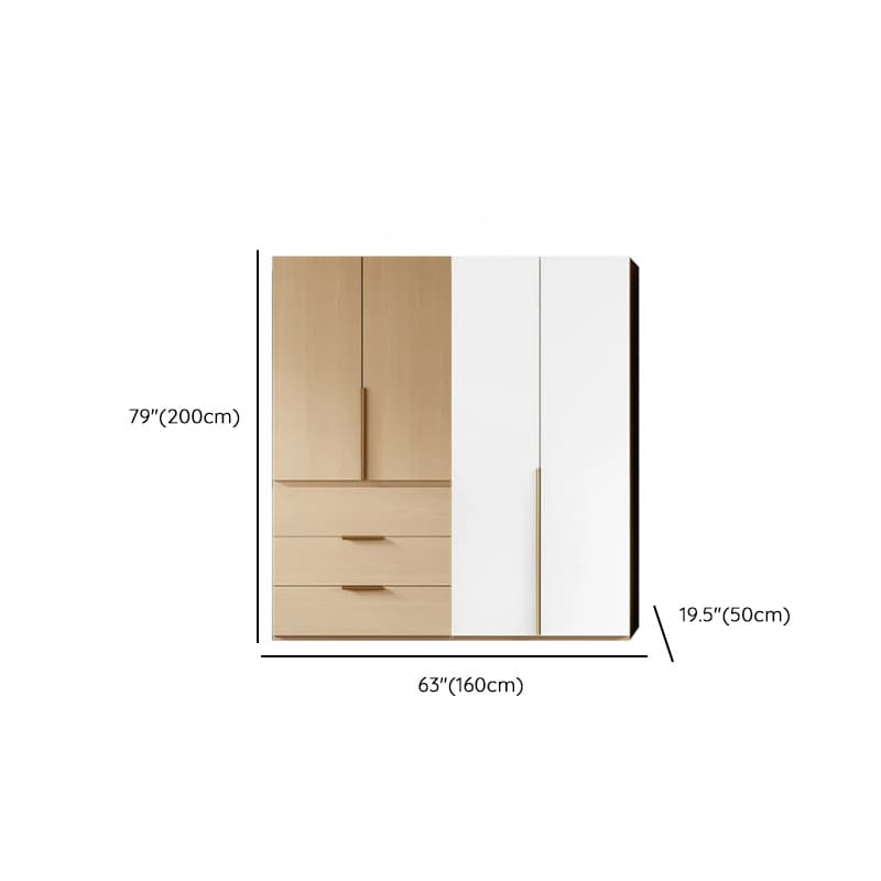 Multicolor/White/Natural Color Art Deco Composite Wood Cabinet Armoire with Hanging Rod, Interior Shelves, Soft Close Door and Soft Close Drawer - image 11