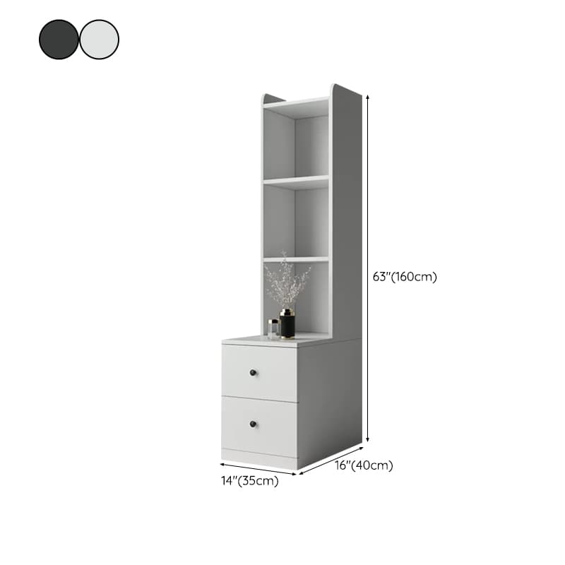 Modern Wood Open Storage Nightstand with 2drawers 3 shelves Height 160cm - Extra Tall Brown Design - image 17