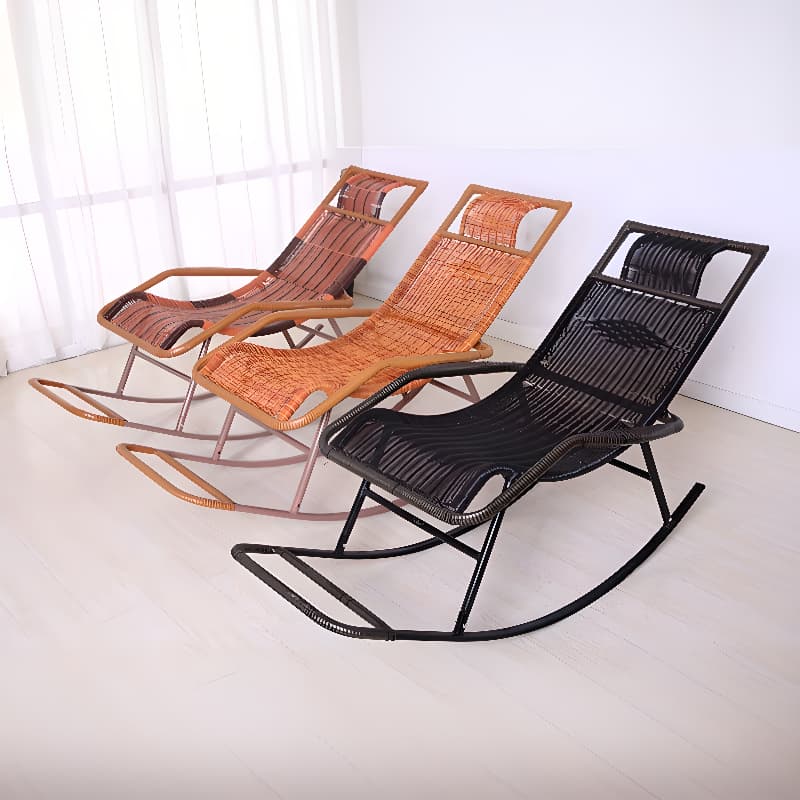 Ergonomic Wicker Front Porch Rocking Chairs with Rear Back, Stationary - image 23