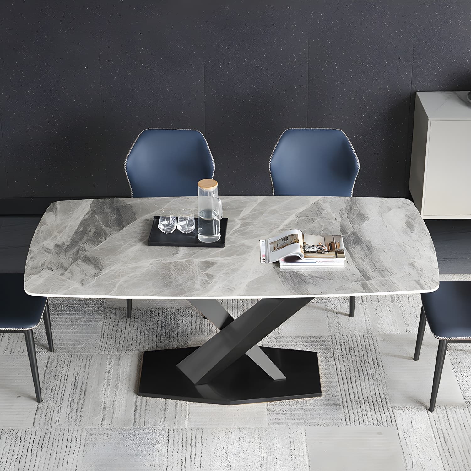 Modern Sintered Stone Top Dining Set Rectangular 1/4/5/7 Pieces Dining Area Table Set - image 10